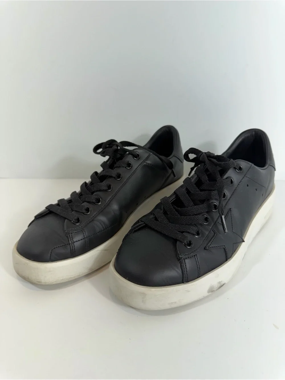 Golden Goose Pure Star Black Leather Low Top Sneakers Women’s EU 37 US 7